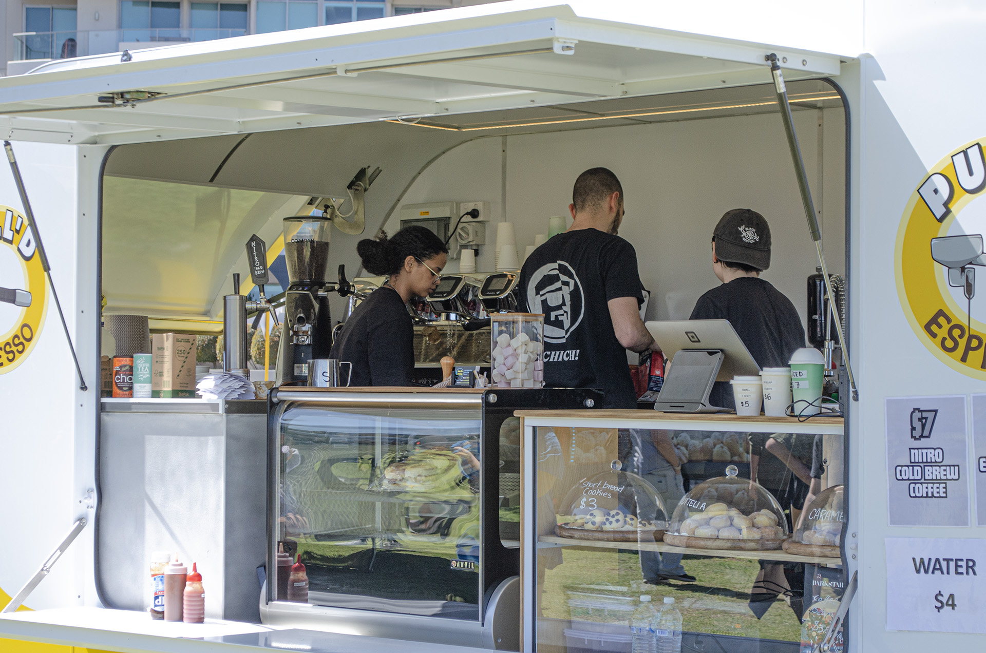 CHICH Food Van three-barista service line